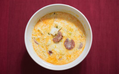 Chicken, chorizo and sweetcorn soup